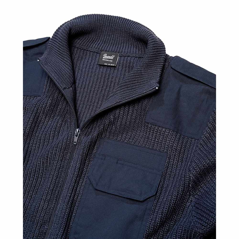 Brandit - BW Cardigan Pull avec fermeture éclair - Bleu foncé